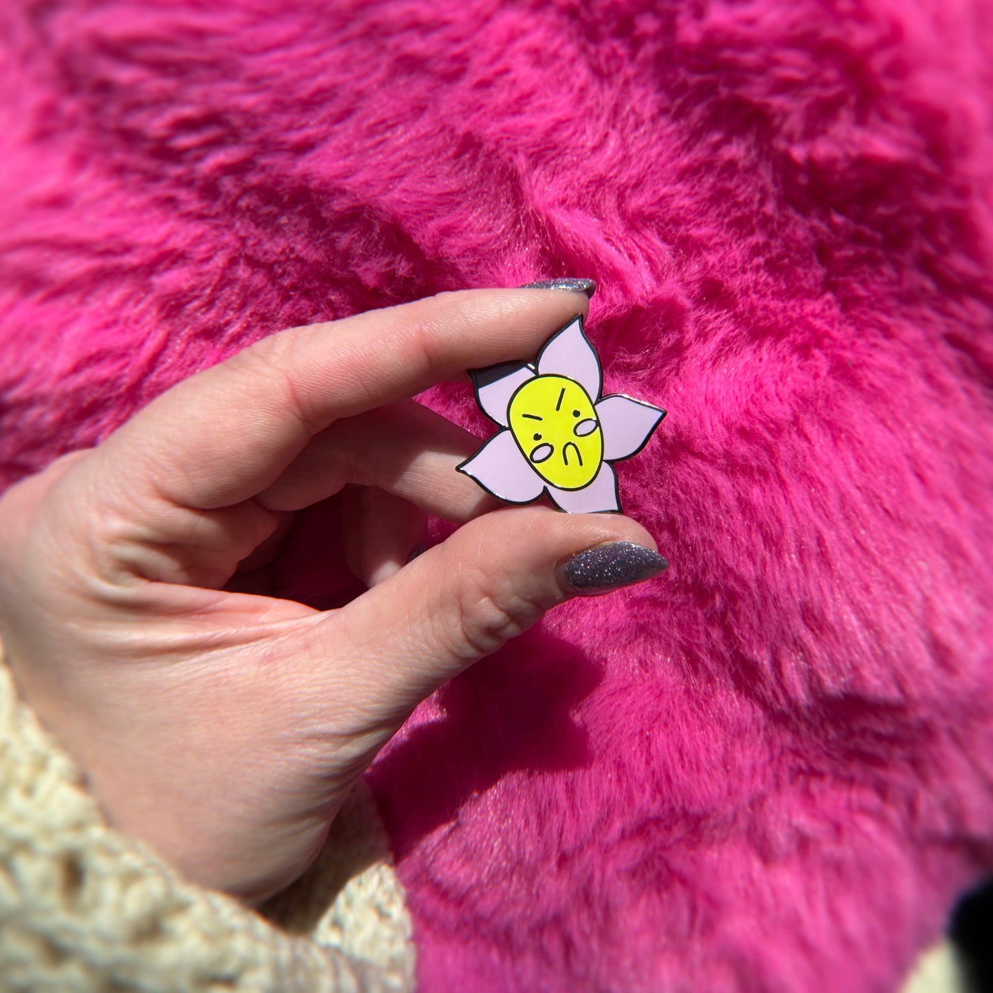 Grumpy Flower Enamel Pin