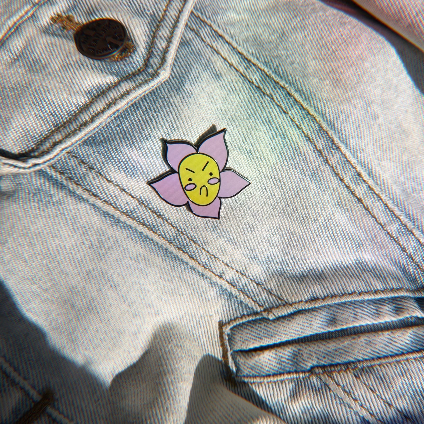 Grumpy Flower Enamel Pin