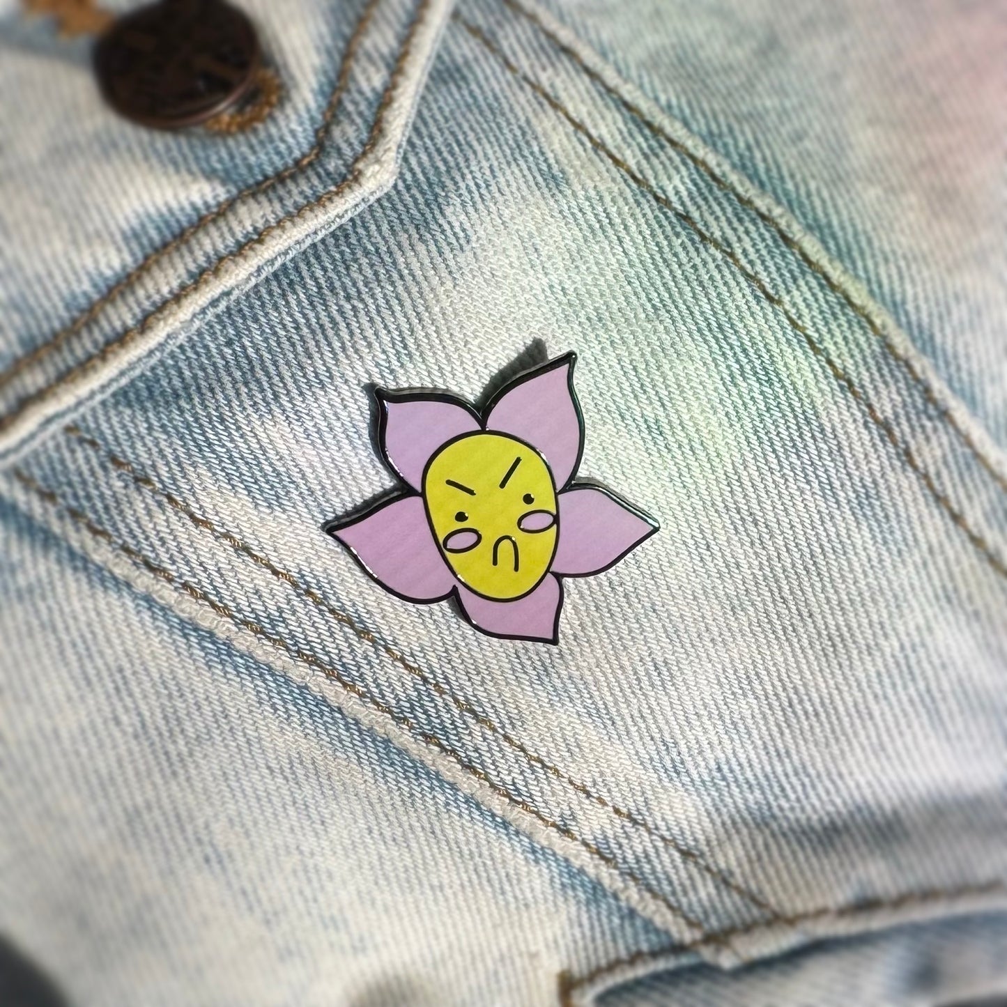 Grumpy Flower Enamel Pin