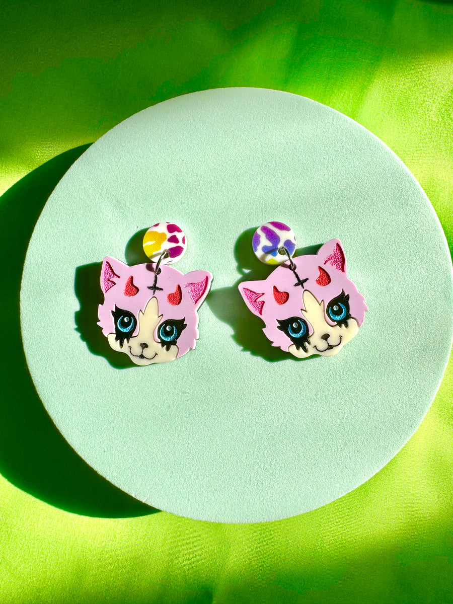 Demonic 90s Kitty Earrings Peachbeast