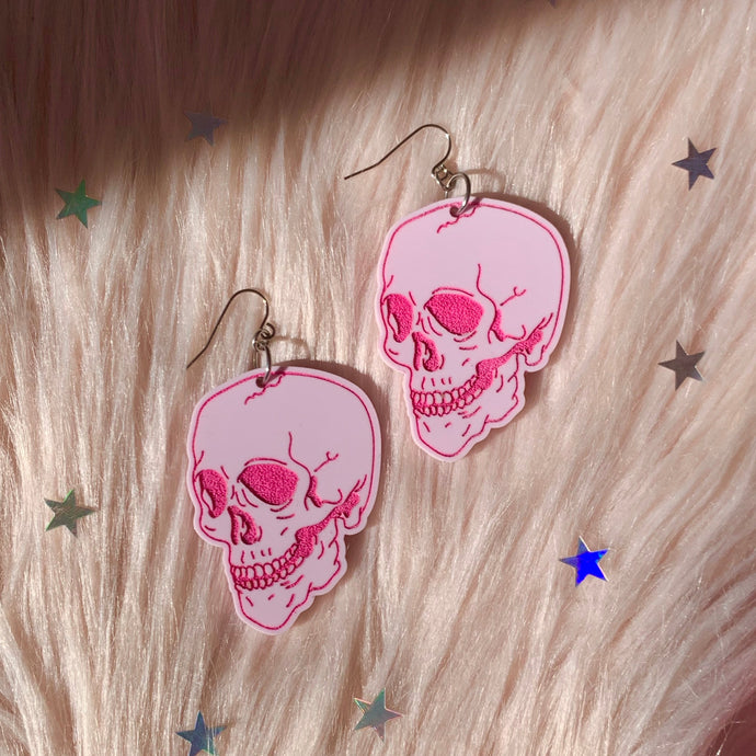 pink skull earrings