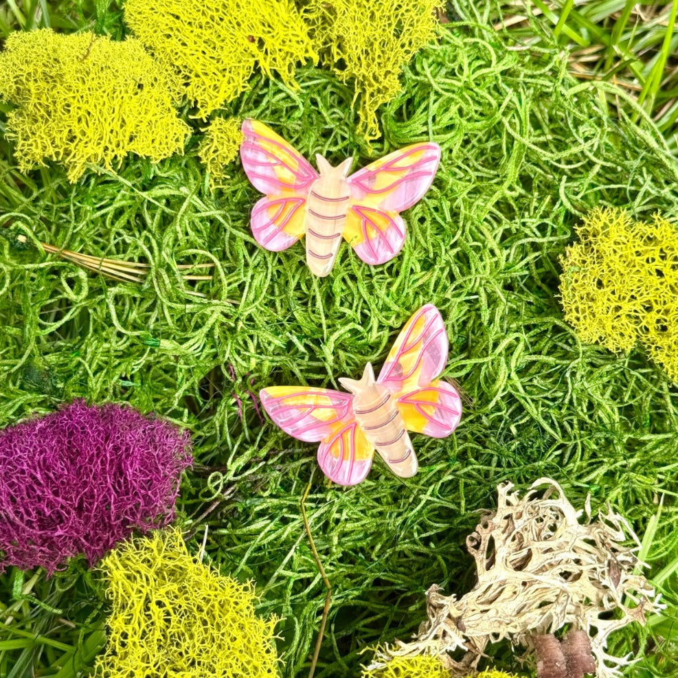 Rosy Maple Moth Hair Clip Set
