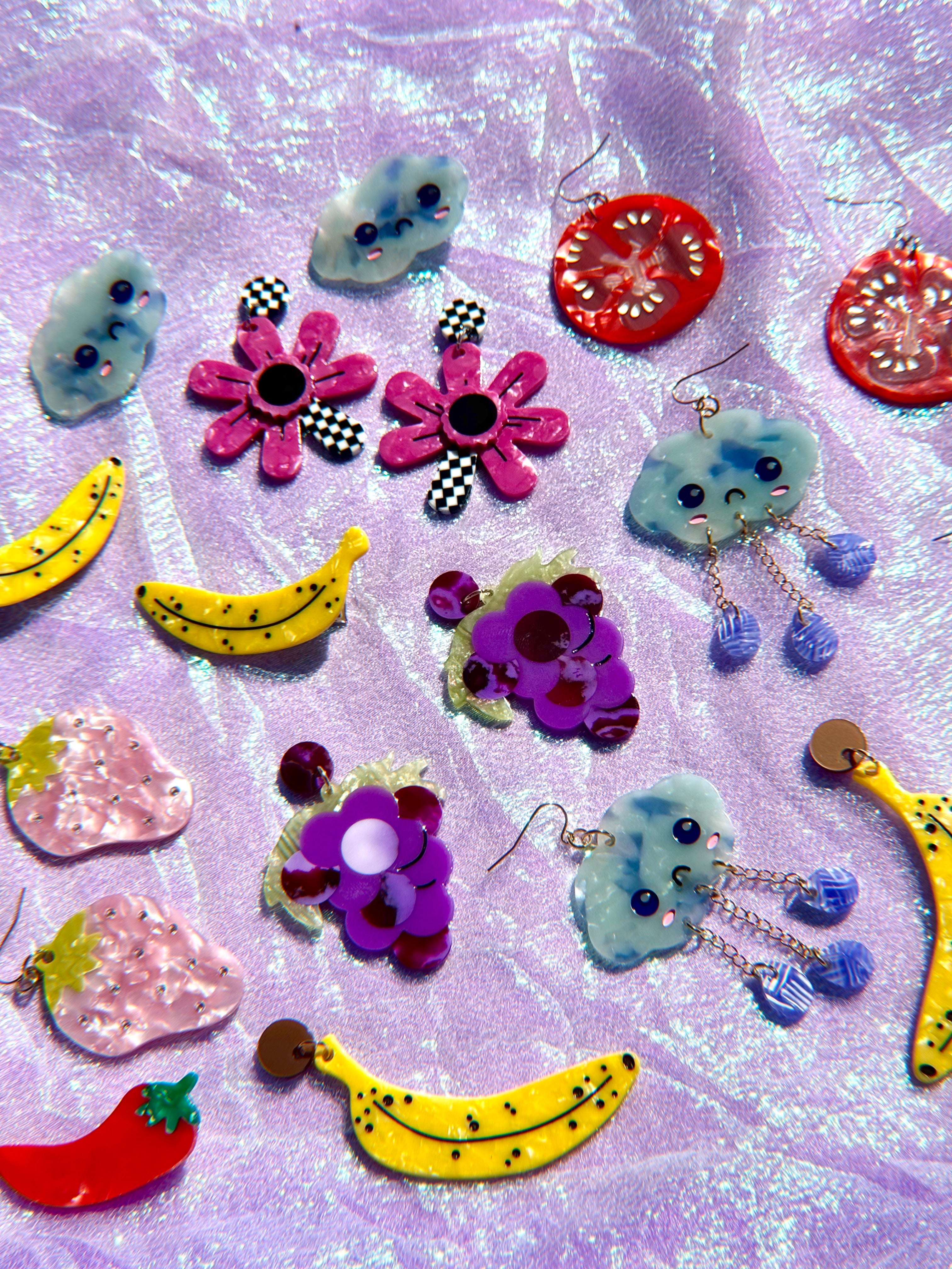 Cherry Garnish Earrings - Made from bio plastic and nickel