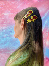 Load image into Gallery viewer, red flame hair clip set