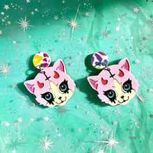 Load image into Gallery viewer, demonic 90s kitty earrings