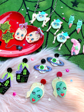 Load image into Gallery viewer, zombie barbie earrings