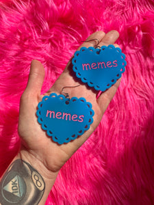 memes heart earrings