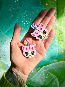 demonic 90s kitty earrings