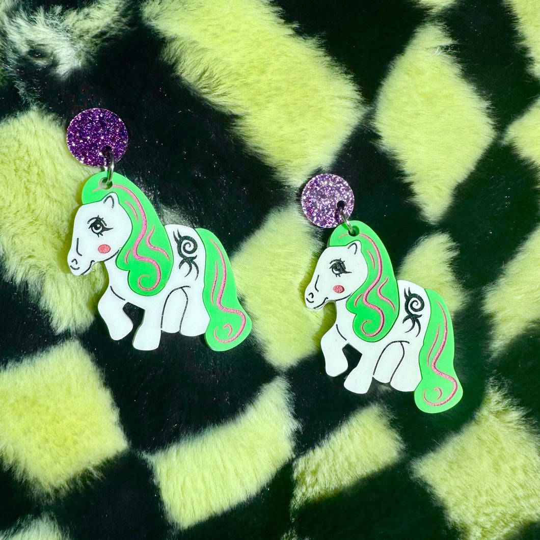 my grungy pony earrings