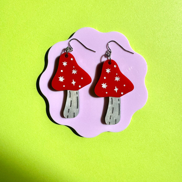 toxic mushroom earrings
