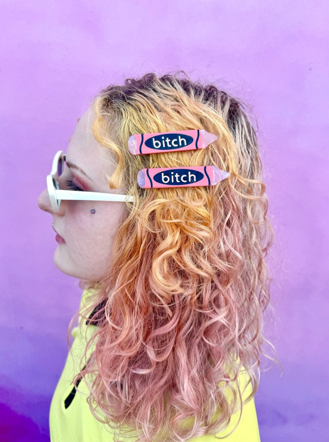 bitch hair clips pink