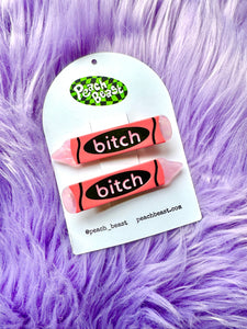bitch hair clips pink