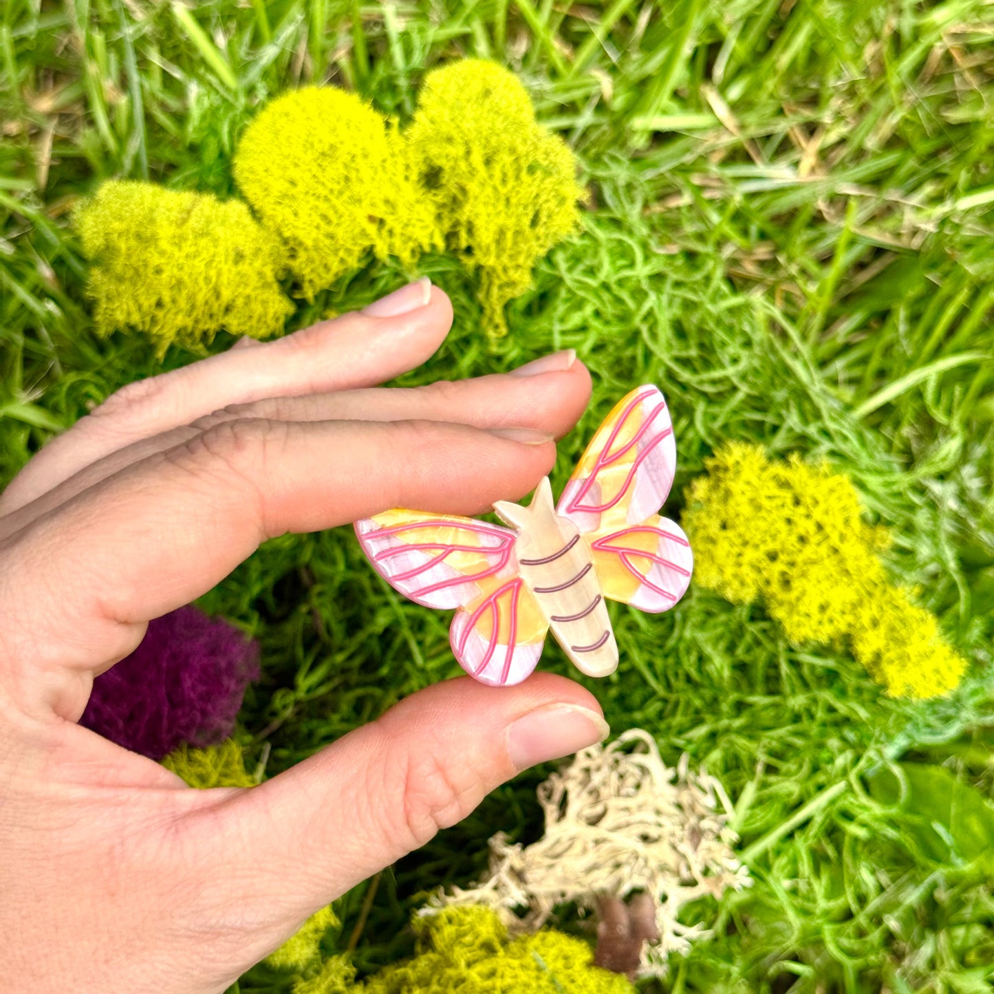 Rosy Maple Moth Hair Clip Set