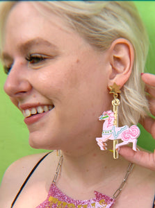 carousel horse earrings