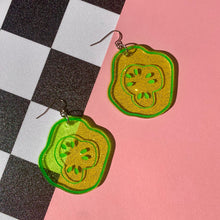 Load image into Gallery viewer, sparkly pickle earrings