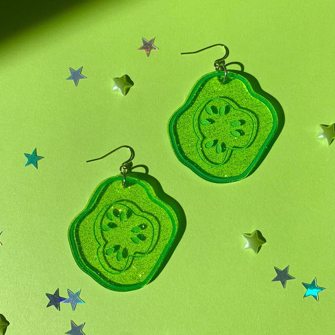 sparkly pickle earrings