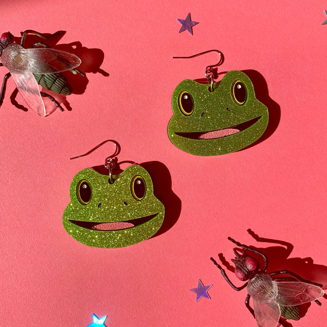 frog emoji earrings