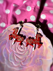 carousel horse earrings