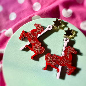 carousel horse earrings