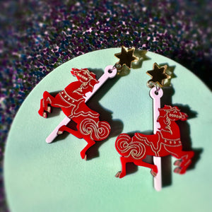 carousel horse earrings