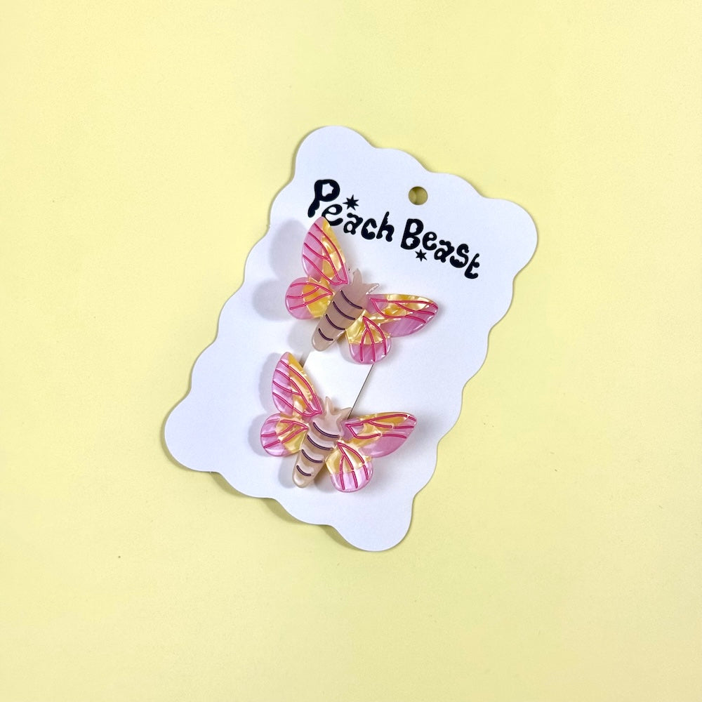 Rosy Maple Moth Hair Clip Set