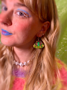 UFO snowglobe earrings