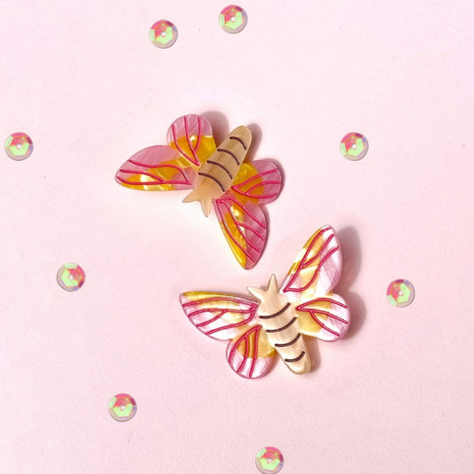 Rosy Maple Moth Hair Clip Set