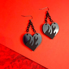 Load image into Gallery viewer, Blackened Heart earrings