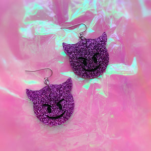 devil emoji earrings
