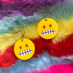 cringe face emoji earrings