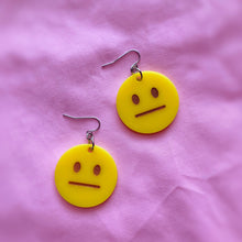 Load image into Gallery viewer, straight face emoji earrings