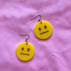 straight face emoji earrings