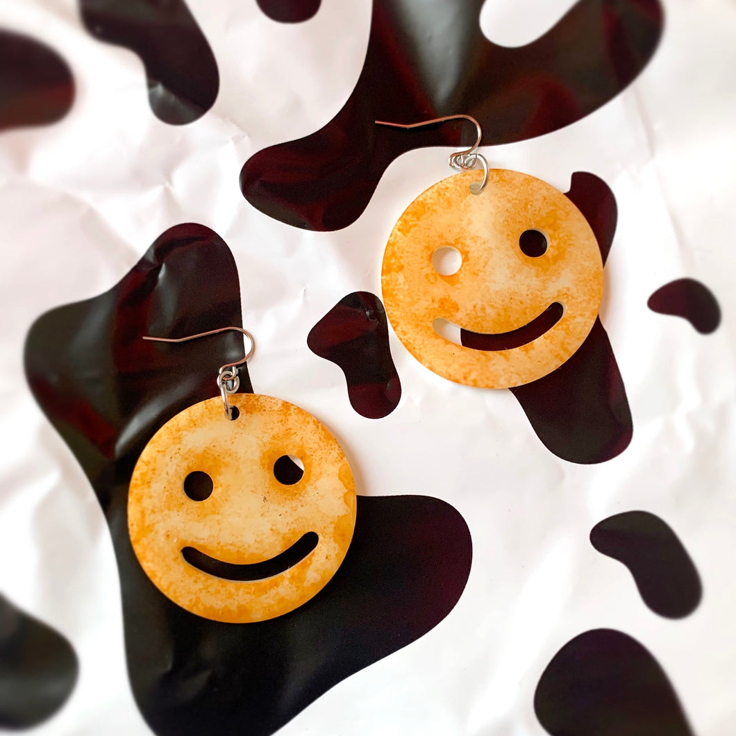 smiley potato earrings