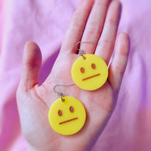 Load image into Gallery viewer, straight face emoji earrings