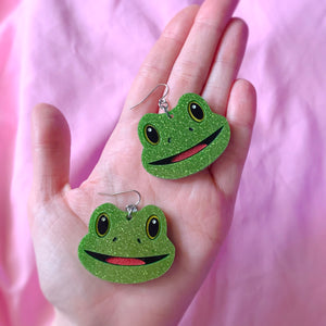 frog emoji earrings