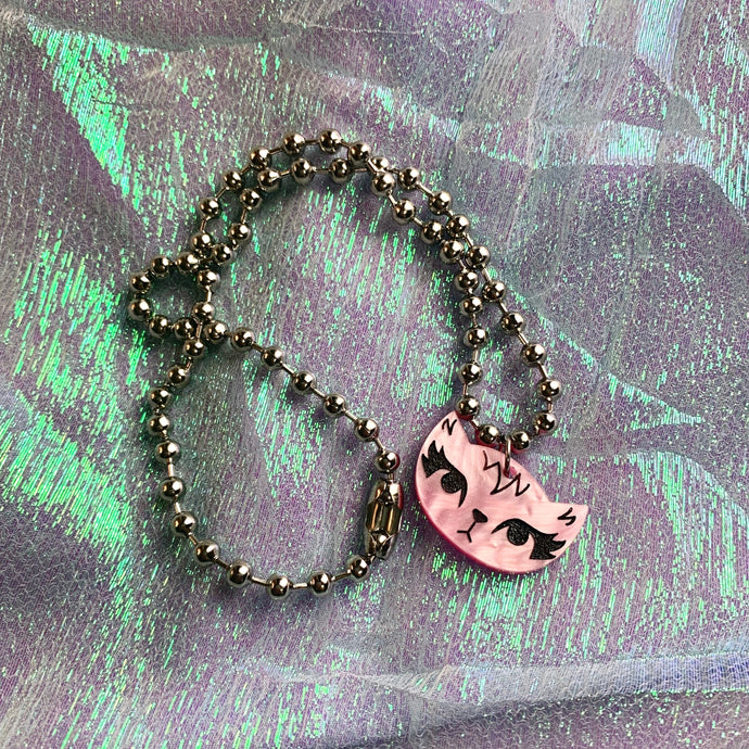 kitty ball chain necklace