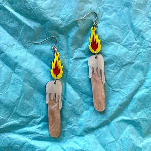 melty candle earrings